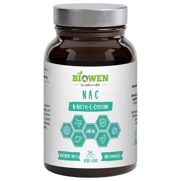 NAC (N-ACETYLO-L-CYSTEINA) (600 mg) BEZGLUTENOWA 100 KAPSUŁEK - BIOWEN