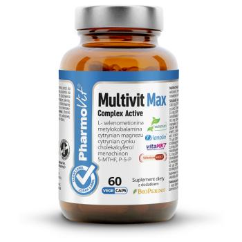 MULTIWITAMINA (MULTIVIT MAX COMPLEX ACTIVE) BEZGLUTENOWE 60 KAPSUŁEK - PHARMOVIT (CLEAN LABEL)