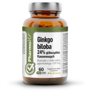 MIŁORZĄB JAPOŃSKI - GINKGO BILOBA EKSTRAKT (100 mg) BEZGLUTENOWY 60 KAPSUŁEK - PHARMOVIT (CLEAN LABEL)