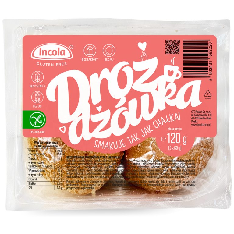 DROŻDŻÓWKA CHAŁKA BEZGLUTENOWA (2 szt.) 120 g - INCOLA