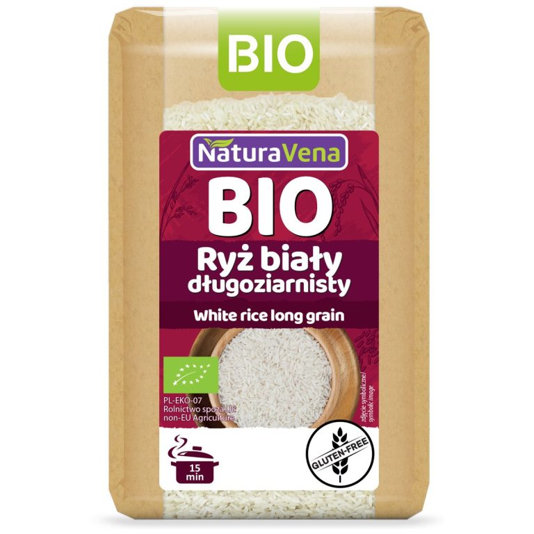 RYŻ BIAŁY DŁUGOZIARNISTY BEZGLUTENOWY BIO 500 g - NATURAVENA