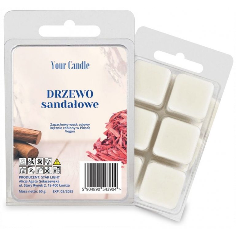 WOSK ZAPACHOWY SOJOWY DRZEWO SANDAŁOWE (6 x 10 g) 60 g - YOUR CANDLE