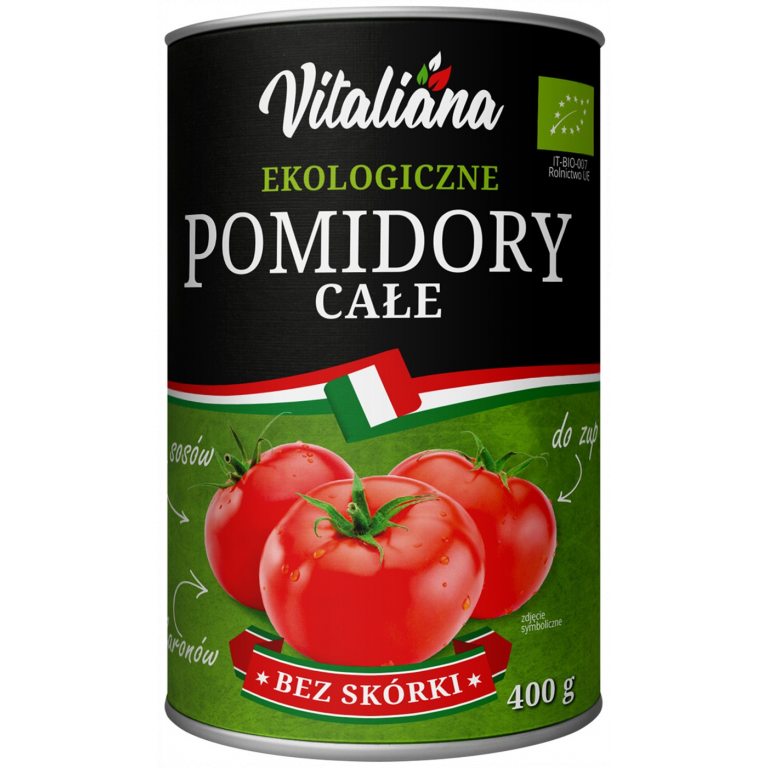 POMIDORY CAŁE BEZ SKÓRKI BIO 400 g - VITALIANA