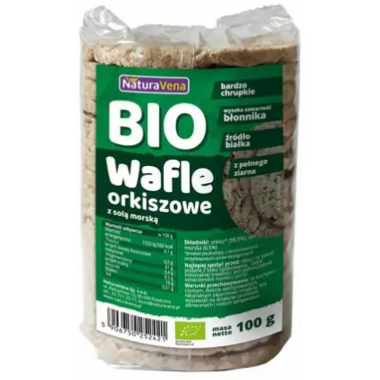 WAFLE ORKISZOWE PEŁNOZIARNISTE Z SOLĄ MORSKĄ BIO 100 g - NATURAVENA