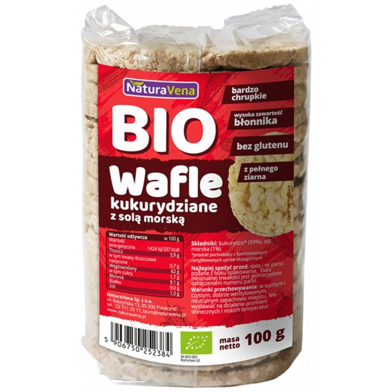 WAFLE KUKURYDZIANE Z SOLĄ MORSKĄ BIO 100 g - NATURAVENA