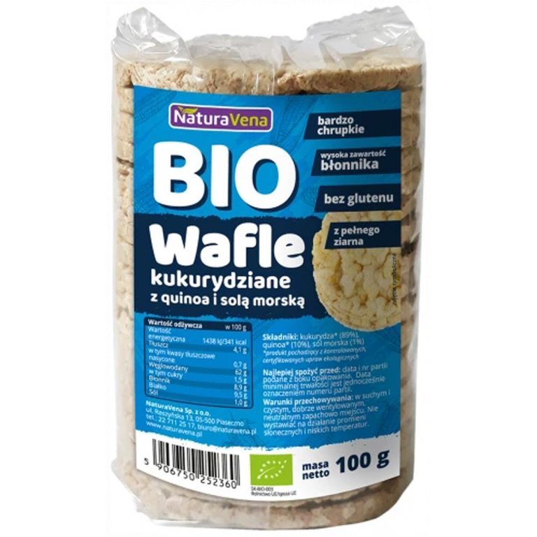 WAFLE KUKURYDZIANE Z QUINOA I SOLĄ MORSKĄ BIO 100 g - NATURAVENA