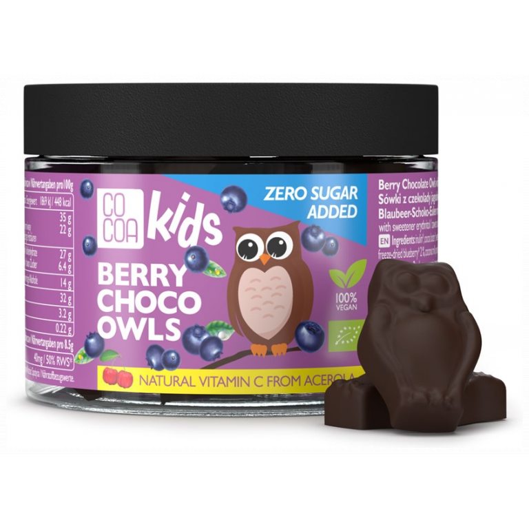 SÓWKI Z CZEKOLADY JAGODOWEJ Z WITAMINĄ C Z ACEROLI BEZ DODATKU CUKRU BIO 120 g - COCOA KIDS