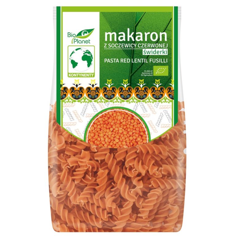 MAKARON PROTEINOWY Z SOCZEWICY CZERWONEJ ŚWIDERKI BIO 250 g - BIO PLANET