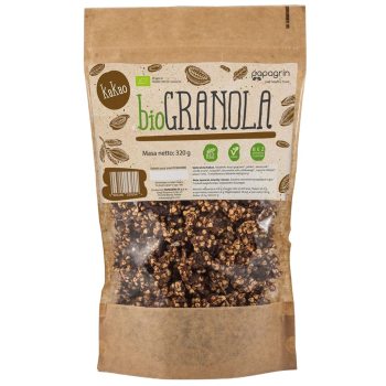 GRANOLA Z KAKAO BEZ DODATKU CUKRÓW BEZGLUTENOWA BIO 320 g - PAPAGRIN