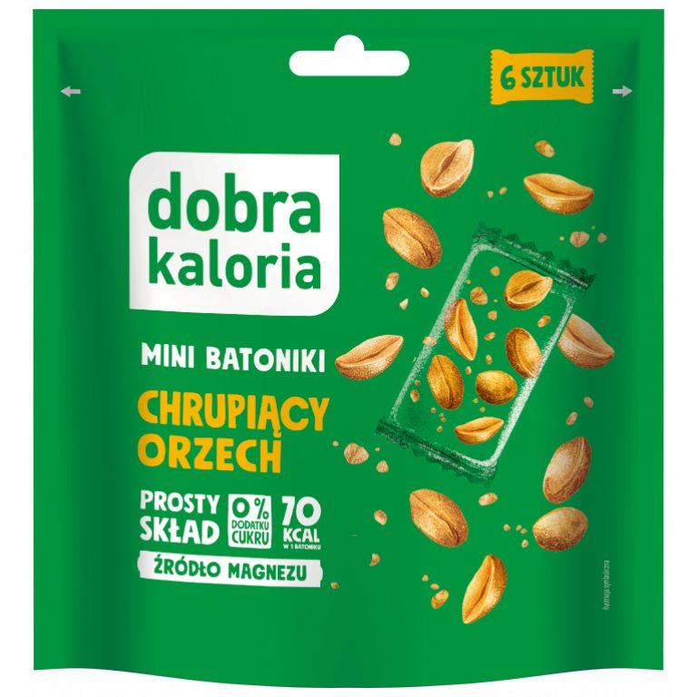 BATONIKI MINI CHRUPIĄCY ORZECH BEZ DODATKU CUKRU (6 x 18 g) 108 g - DOBRA KALORIA