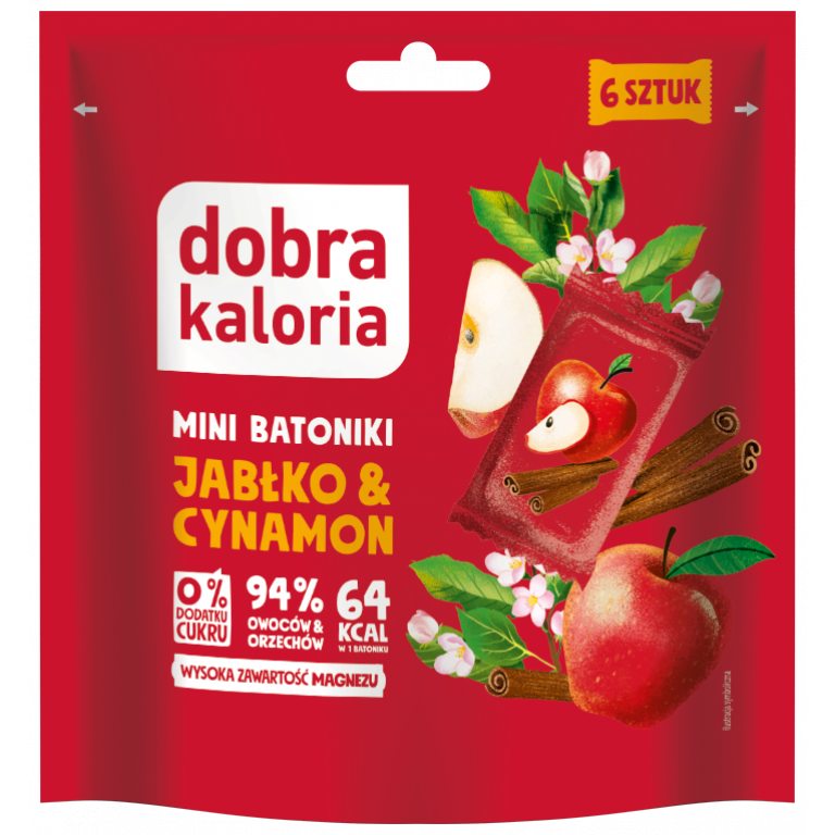 BATONIKI MINI JABŁKO & CYNAMON BEZ DODATKU CUKRU (6 x 18 g) 108 g - DOBRA KALORIA