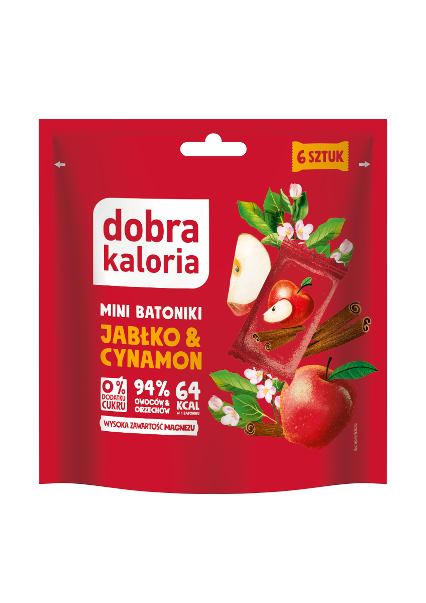 BATONIKI MINI JABŁKO & CYNAMON BEZ DODATKU CUKRU (6 x 18 g) 108 g - DOBRA KALORIA