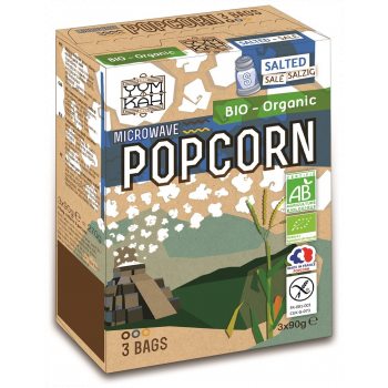 POPCORN Z SOLĄ DO PRZYGOTOWANIA W MIKROFALÓWCE BEZGLUTENOWY BIO (3 x 90 g) 270 g - NATAIS