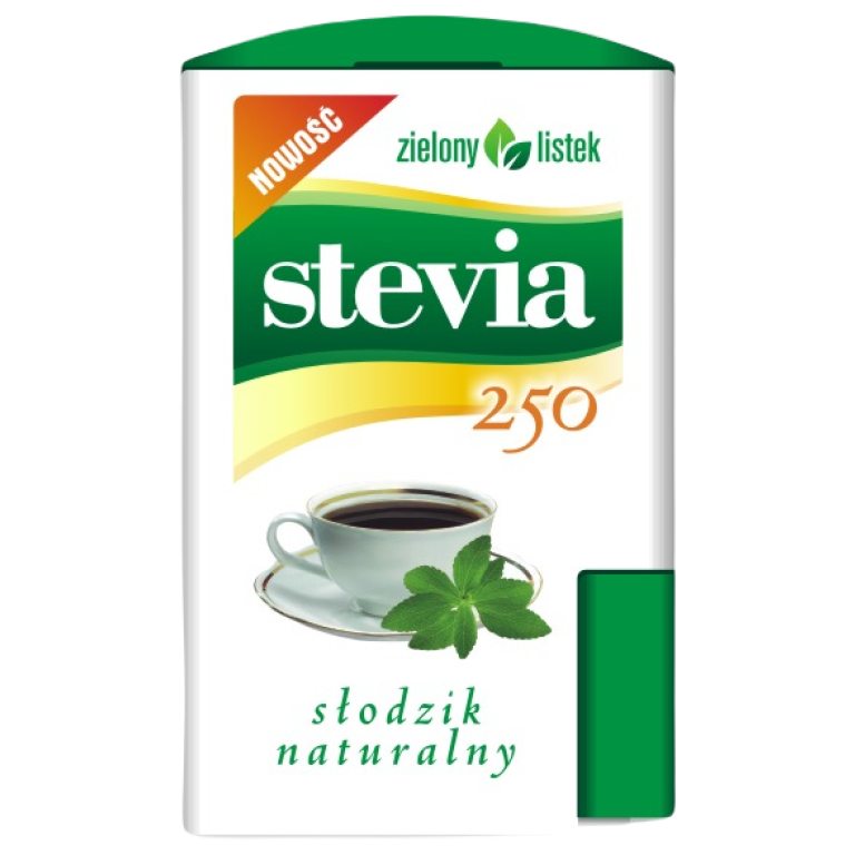 STEVIA PASTYLKI W DOZOWNIKU (250 szt) 13 g - ZIELONY LISTEK