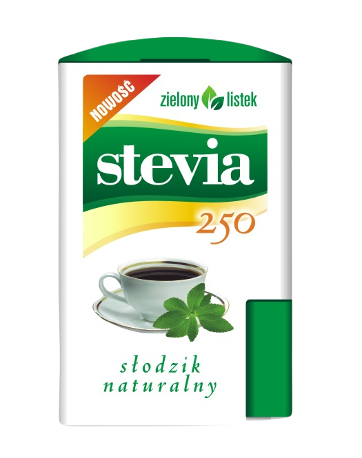 STEVIA PASTYLKI W DOZOWNIKU (250 szt) 13 g - ZIELONY LISTEK