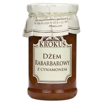 DŻEM RABARBAROWY Z CYNAMONEM O OBNIŻONEJ ZAWARTOŚCI CUKRU BEZGLUTENOWY 235 g - KROKUS