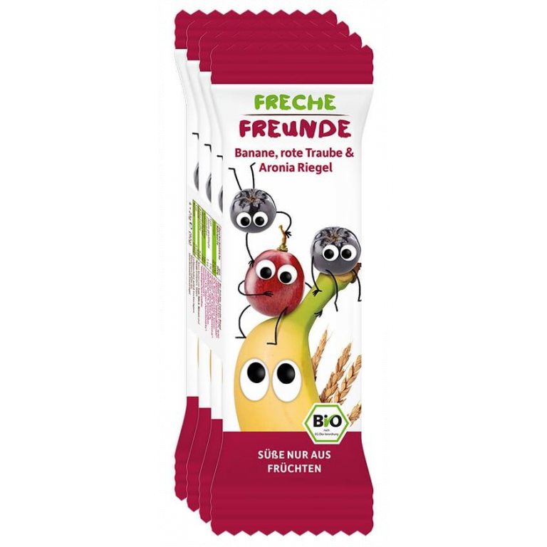 BATON ZBOŻOWY BANAN - WINOGRONO - ARONIA OD 1 ROKU ŻYCIA BIO (4 x 23 g) 92 g - FRECHE FREUNDE