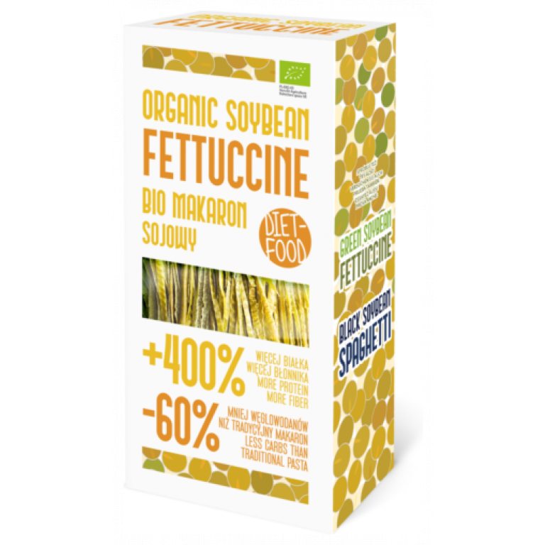 MAKARON PROTEINOWY (Z SOI) FETTUCCINE BEZGLUTENOWY BIO 200 g - DIET-FOOD