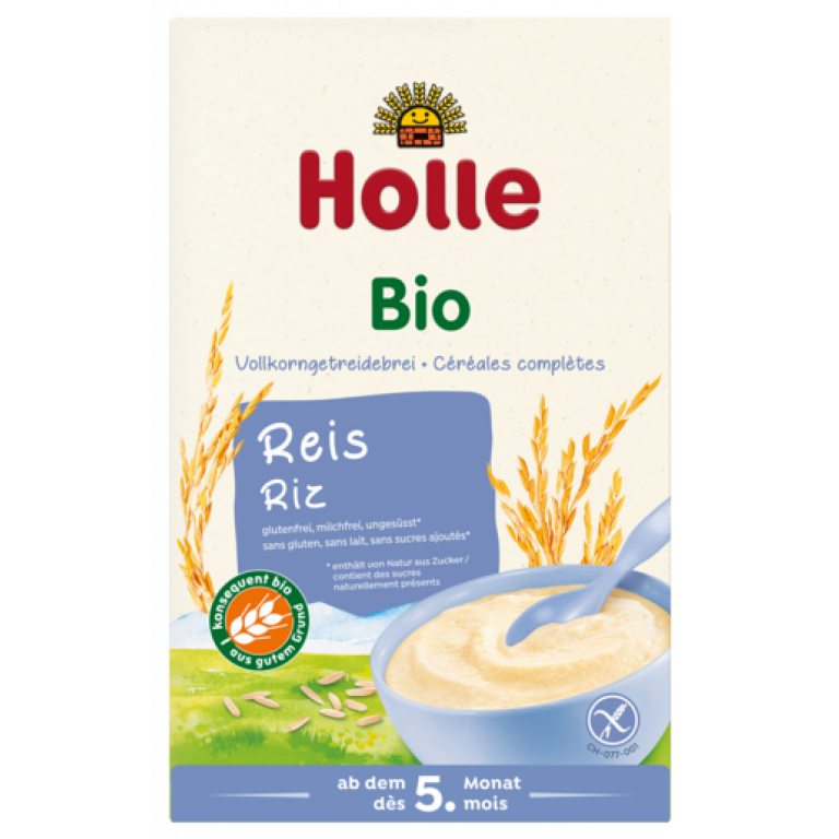 KASZKA RYŻOWA BEZ DODATKU CUKRÓW BEZGLUTENOWA OD 5 MIESIĄCA BIO 250 g - HOLLE