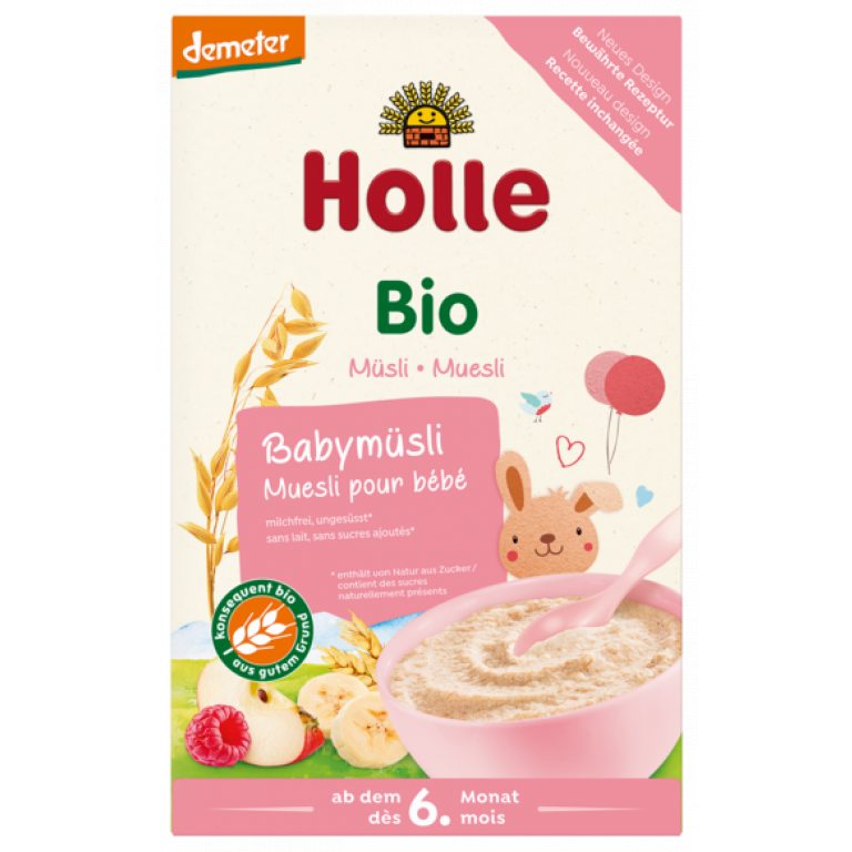 KASZKA ZBOŻOWA MUSLI MALINA - JABŁKO - BANAN BEZ DODATKU CUKRÓW OD 6 MIESIĄCA DEMETER BIO 250 g - HOLLE