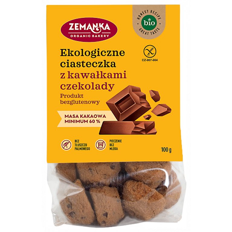 CIASTKA Z KAWAŁKAMI CZEKOLADY BEZGLUTENOWE BIO 100 g - ZEMANKA