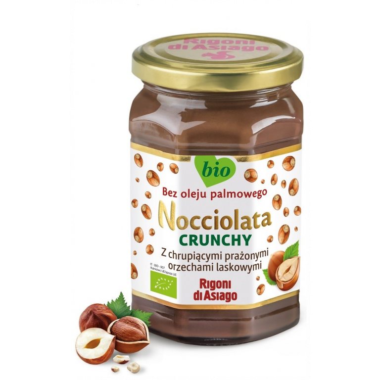 KREM Z ORZECHÓW LASKOWYCH I KAKAO CRUNCHY BEZGLUTENOWY BIO 250 g - RIGONI DI ASIAGO (NOCCIOLATA)