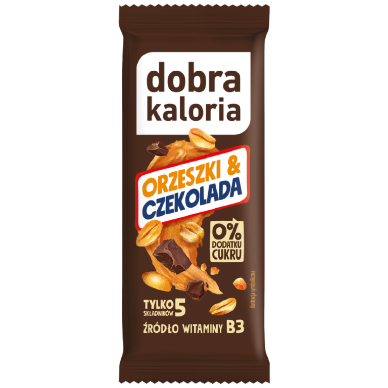 BATON DAKTYLOWY ORZESZKI & CZEKOLADA BEZ DODATKU CUKRÓW 35 g - DOBRA KALORIA