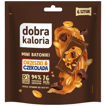 BATONIKI MINI ORZESZKI & CZEKOLADA BEZ DODATKU CUKRÓW (6 x 18 g) 108 g - DOBRA KALORIA
