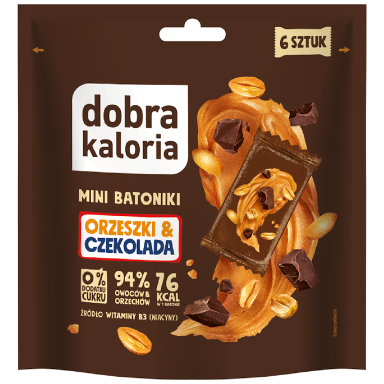 BATONIKI MINI ORZESZKI & CZEKOLADA BEZ DODATKU CUKRÓW (6 x 18 g) 108 g - DOBRA KALORIA