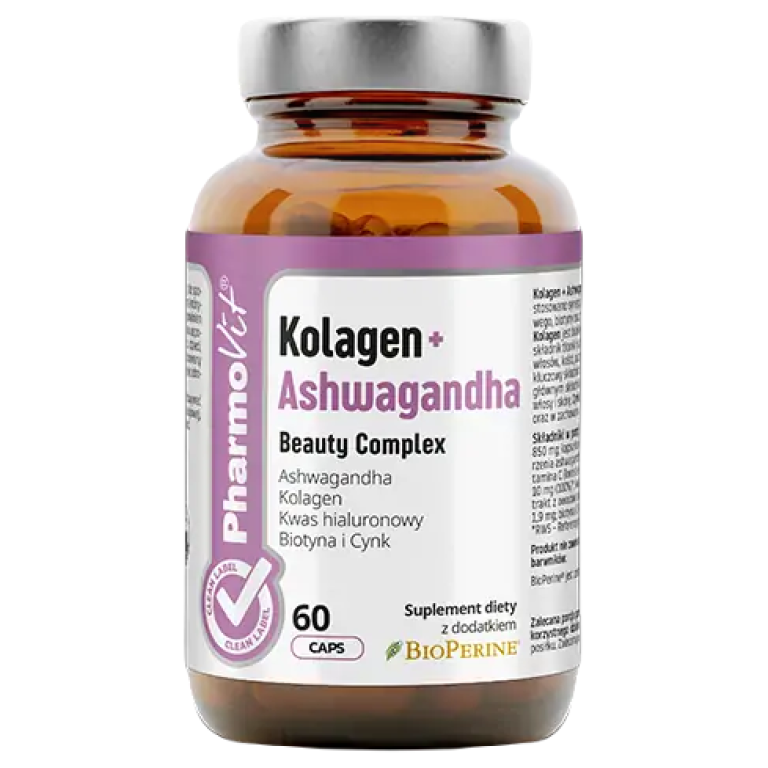 KOLAGEN + ASHWAGANDHA BEAUTY COMPLEX BEZGLUTENOWE 60 KAPSUŁEK - PHARMOVIT (CLEAN LABEL)