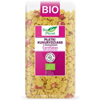 PŁATKI KUKURYDZIANE Z TRUSKAWKAMI BEZ DODATKU CUKRÓW BIO 250 g - BIO PLANET