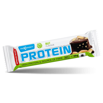 BATON PROTEINOWY Z ORZESZKAMI ZIEMNYMI W KAKAOWEJ POLEWIE BEZGLUTENOWY 50 g - MAXSPORT