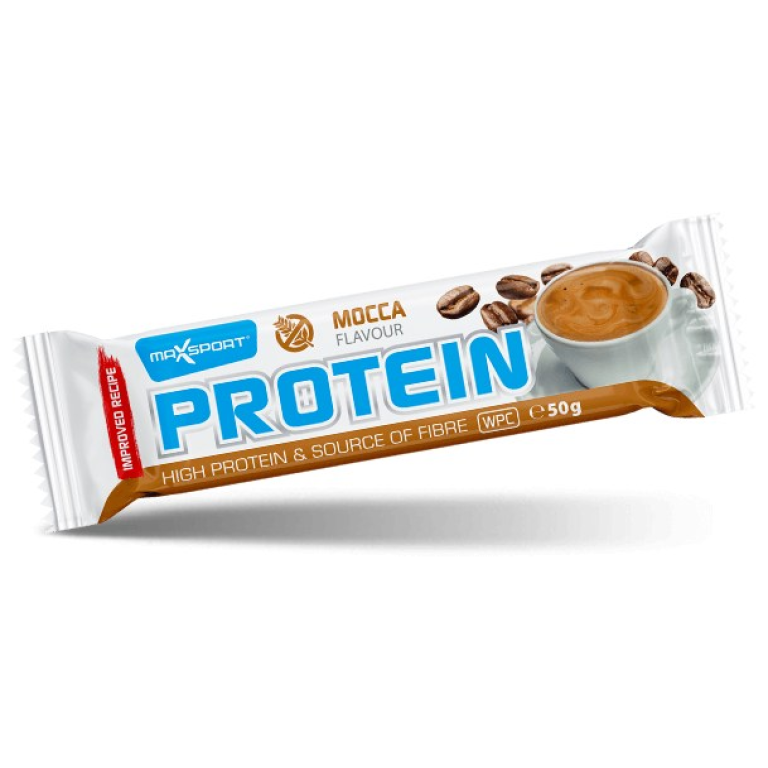 BATON PROTEINOWY O SMAKU KAWOWYM W MLECZNEJ CZEKOLADZIE BEZGLUTENOWY 50 g - MAXSPORT