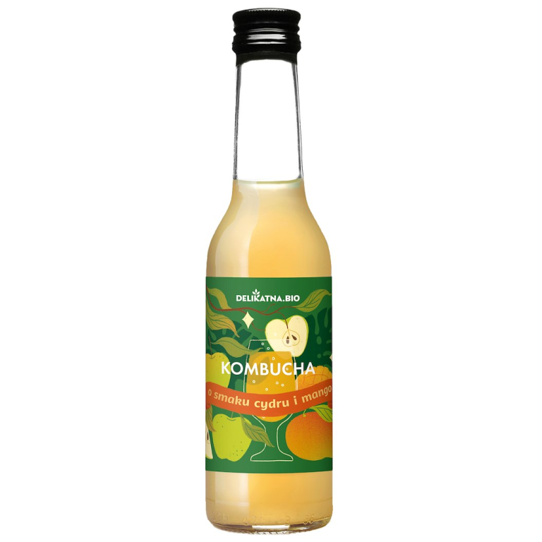 KOMBUCHA O SMAKU CYDRU I MANGO BIO 270 ml - DELIKATNA