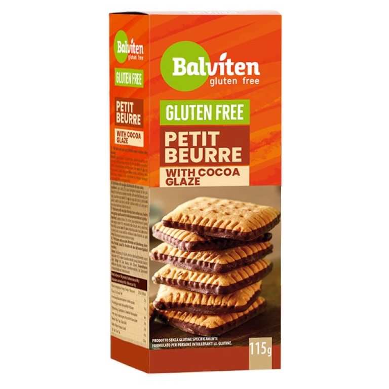 HERBATNIKI PETIT BEURRE Z DODATKIEM POLEWY KAKAOWEJ BEZGLUTENOWE 115 g - BALVITEN
