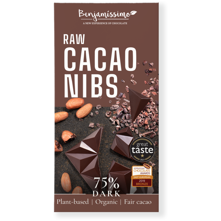CZEKOLADA GORZKA Z ZIARNAMI KAKAOWCA BEZGLUTENOWA BIO 60 g - BENJAMISSIMO