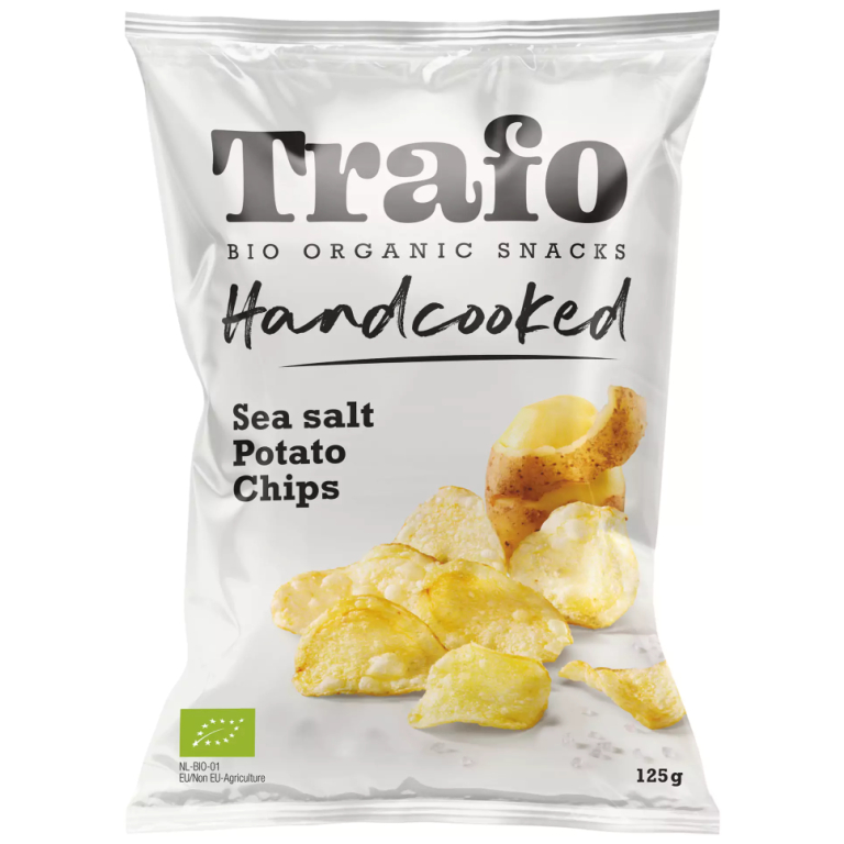 CHIPSY ZIEMNIACZANE CIENKO KROJONE Z SOLĄ MORSKĄ BIO 125 g - TRAFO