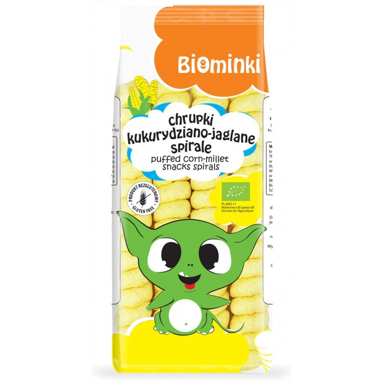 CHRUPKI KUKURYDZIANO-JAGLANE SPIRALE BEZGLUTENOWE BIO 60 g - BIOMINKI