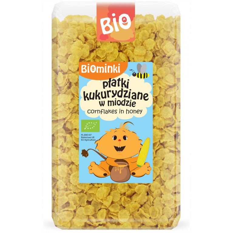 PŁATKI KUKURYDZIANE W MIODZIE BIO 300 g - BIOMINKI