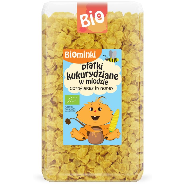 PŁATKI KUKURYDZIANE W MIODZIE BIO 300 g - BIOMINKI