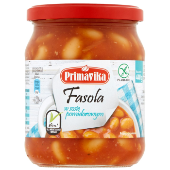 FASOLA W SOSIE POMIDOROWYM BEZGLUTENOWA 440 g - PRIMAVIKA