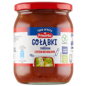 GOŁĄBKI WEGAŃSKIE Z RYŻEM I PIECZARKAMI W SOSIE POMIDOROWYM BEZGLUTENOWE 480 g - PRIMAVIKA