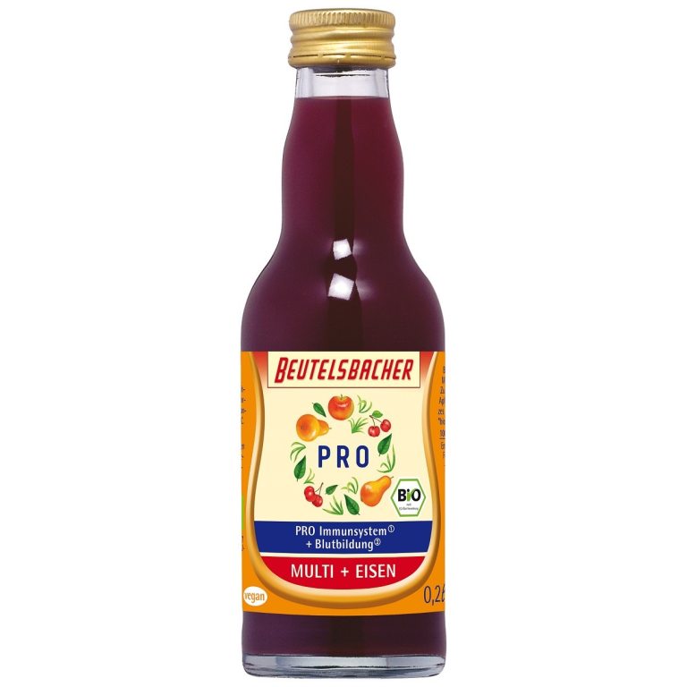 SHOT NA ODPORNOŚĆ GRUSZKA - JABŁKO - MARCHEW CZARNA BIO 200 ml - BEUTELSBACHER