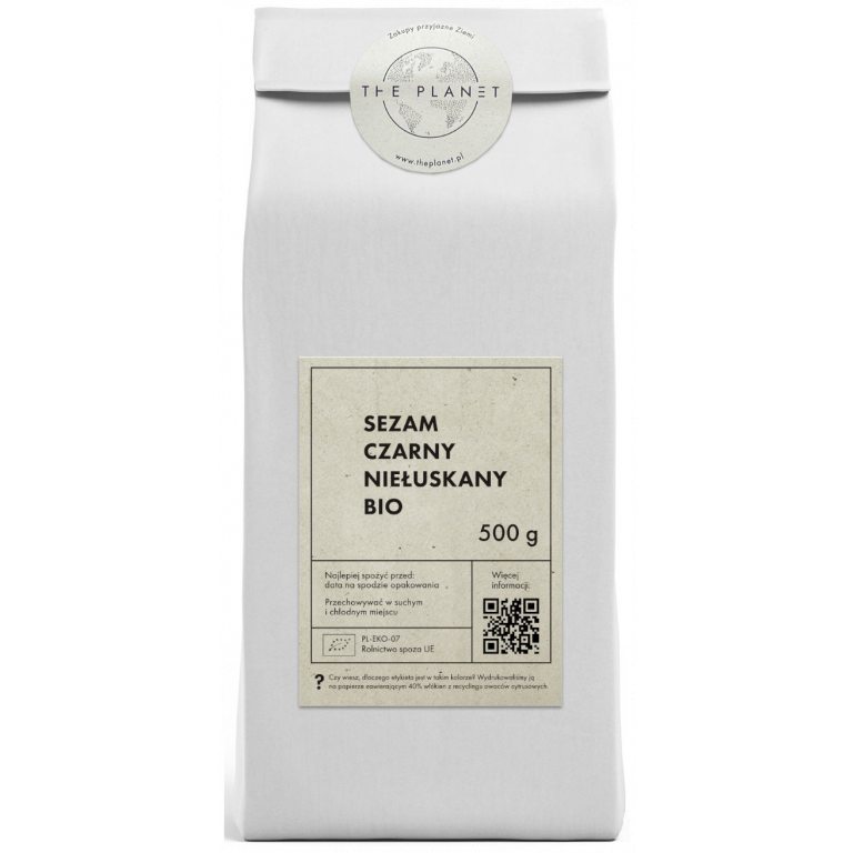 SEZAM CZARNY NIEŁUSKANY BIO 500 g - THE PLANET