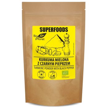 KURKUMA MIELONA Z CZARNYM PIEPRZEM BIO 200 g - BIO PLANET SUPERFOODS