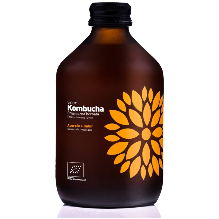 KOMBUCHA Z ACEROLĄ I IMBIREM BEZGLUTENOWA BIO 330 ml - VIGO
