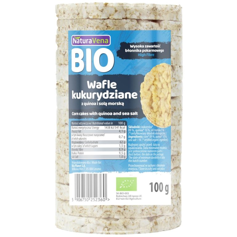 WAFLE KUKURYDZIANE Z QUINOA I SOLĄ MORSKĄ BIO 100 g - NATURAVENA
