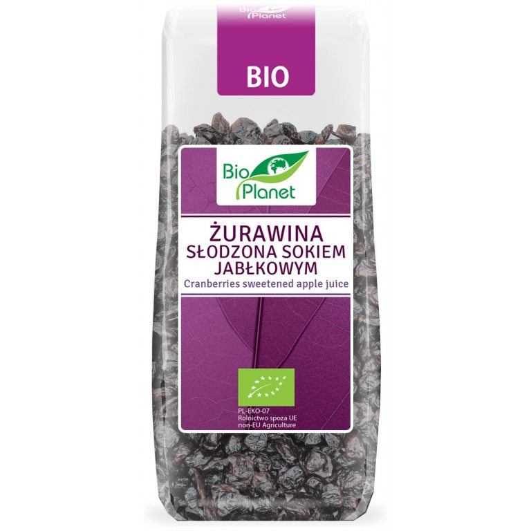 ŻURAWINA SŁODZONA SOKIEM JABŁKOWYM BIO 100 g - BIO PLANET