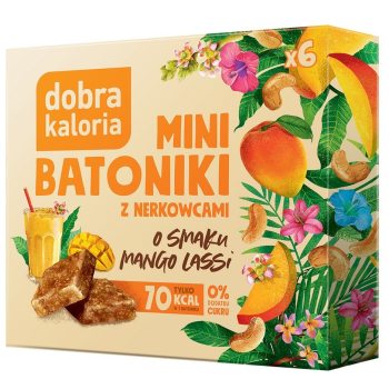 BATONIKI MINI Z NERKOWCÓW O SMAKU MANGO LASSI BEZ DODATKU CUKRÓW (6 x 17 g) 102 g - DOBRA KALORIA