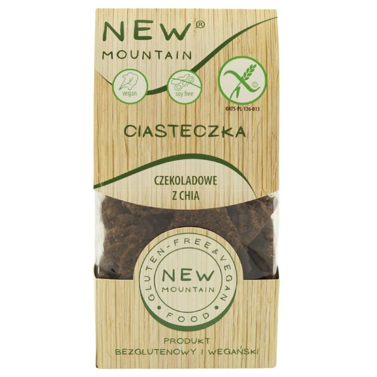 CIASTKA OWSIANO - CZEKOLADOWE Z CHIA BEZGLUTENOWE 200 g - NEW MOUNTAIN